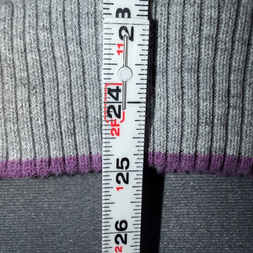Robert Graham Mens Gray Cotton Quarter Zip Sweater Classic Fit Striped Trim L